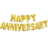 PartyCorp Gold Happy Anniversary Alphabet/Letter Foil Balloon Banner Decoration Set, 1 pc
